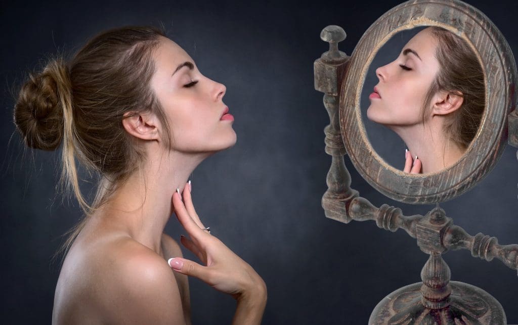 Woman in mirror